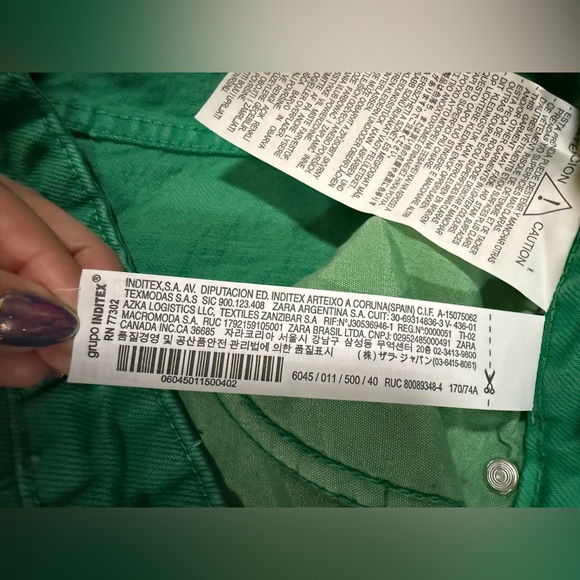 Zara High Rise Green Wide Leg Jeans Size 8 - Picture 9 of 15